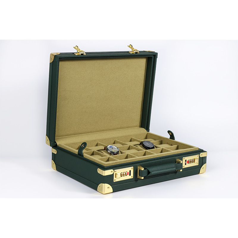 Luxury Watch Green - OEM ODM Luxe 15-vakjes groene PU
