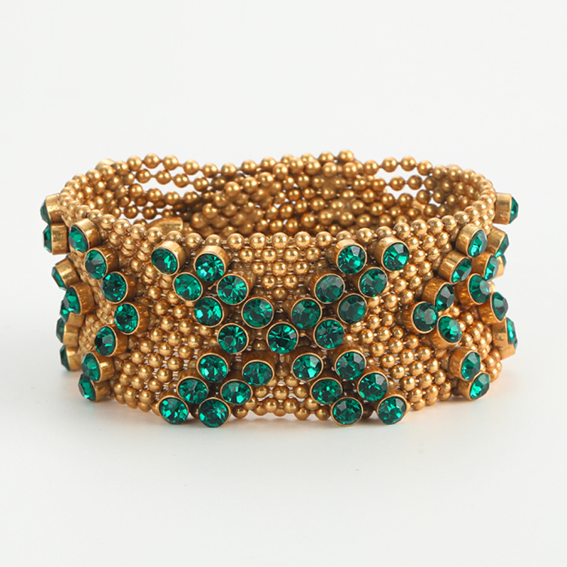 Vintage groene strass armband  - Luxury Watch Dubai recensie en prijs